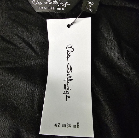 Miss Selfridge Long Sleeve Twist Front Top Black Size 2 - Picture 3 of 6